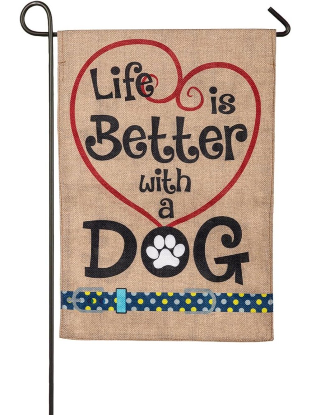 Life is Better with Dog Garden Flag 12x18 Double Sided | Paw Prints Burlap Garde
